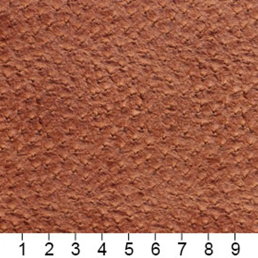 Rust Orange Coral Ostrich Leather Texture Vinyl Upholstery Fabric — Scale in inches