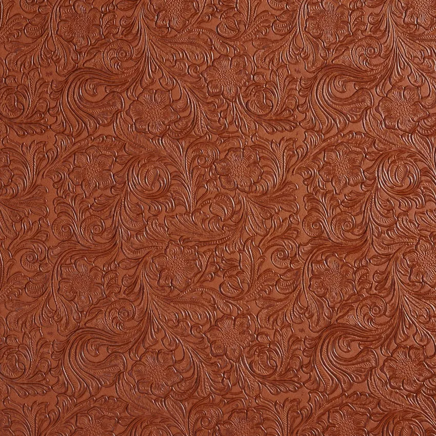 Chocolate Brown Floral Embossed Vinyl Upholstery Fabric