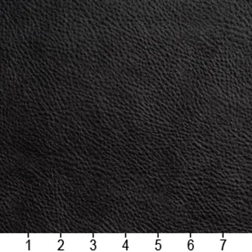 Jet Black Leather Grain Animal Hide Texture Vinyl Upholstery Fabric — Scale in inches