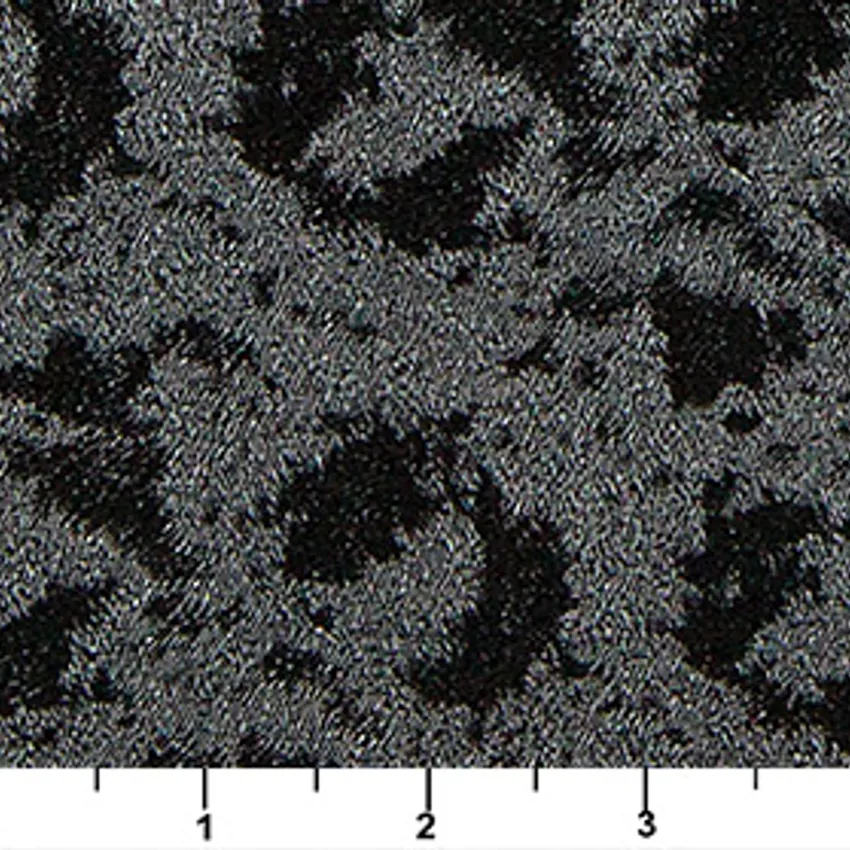 Ebony Black Unique Heavy Brushed Metallic Texture Vinyl Upholstery Fabric — Scale in inches