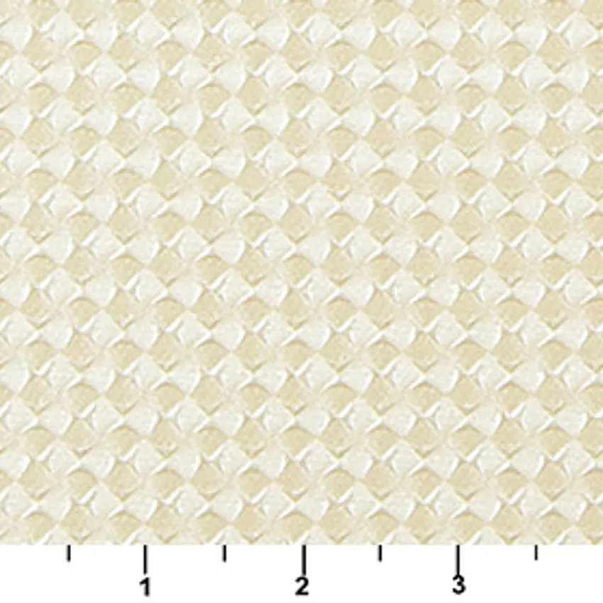 Champagne White Unique Decorative Dimond Metallic Vinyl Upholstery Fabric — Scale in inches