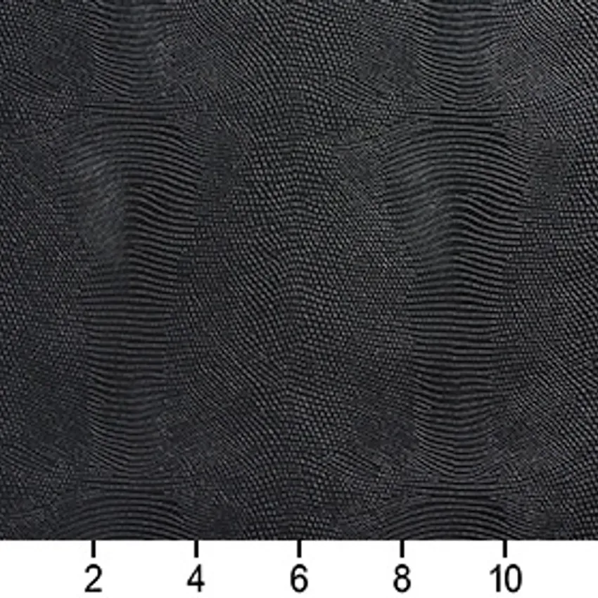 Black Reptile Skin Animal Print Decorative Vinyl Upholstery Fabric — Scale in inches