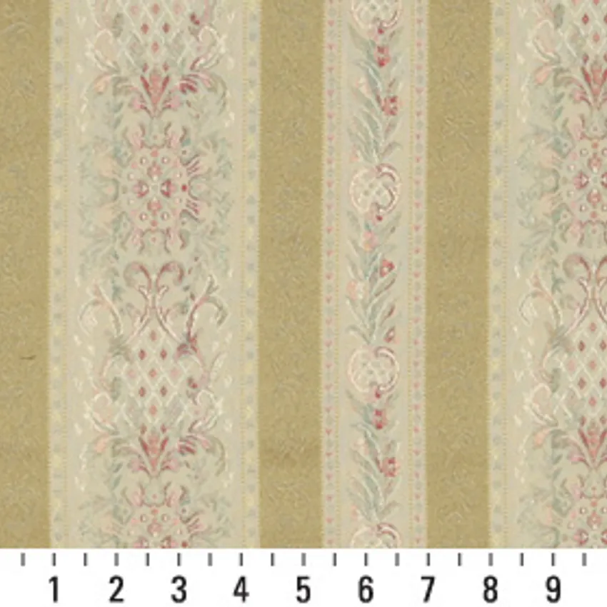 Gold Beige and Gold Heirloom Brocade Upholstery Fabric by the Yard — Scale in inches