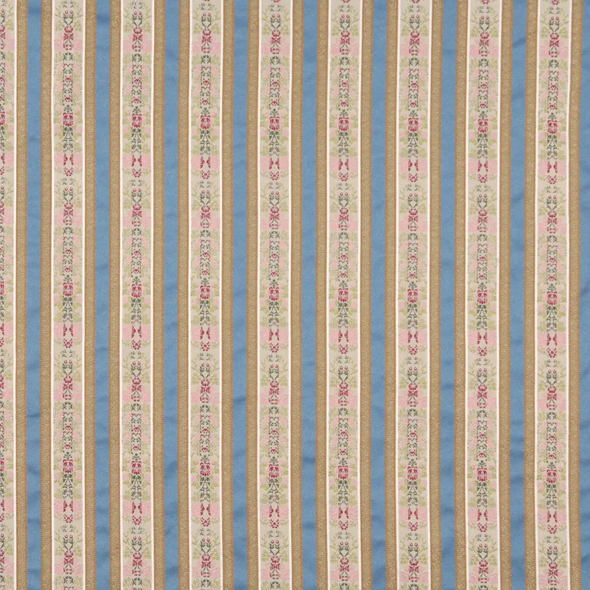 Tiffany Light Blue and Gold Floral Brocade Upholstery Fabric by the Yard