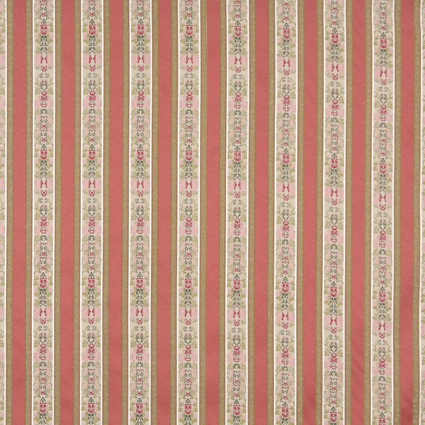 Rosewood Coral and Gold Floral Brocade Upholstery Fabric by the Yard