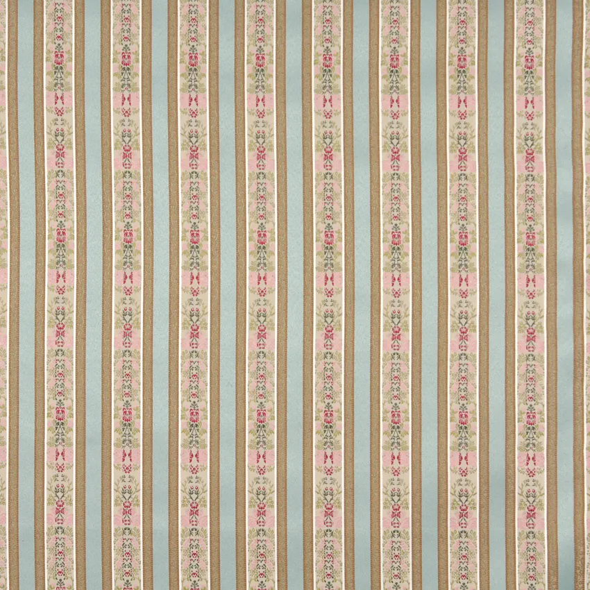 Cornflower Light Blue and Gold Floral Brocade Upholstery Fabric by the Yard