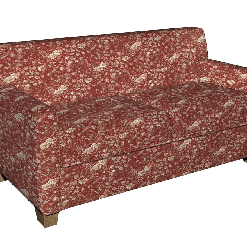 Ruby Beige and Burgundy Red Floral Meadow Contemporary Tapestry Upholstery Fabric — Fabric on furniture