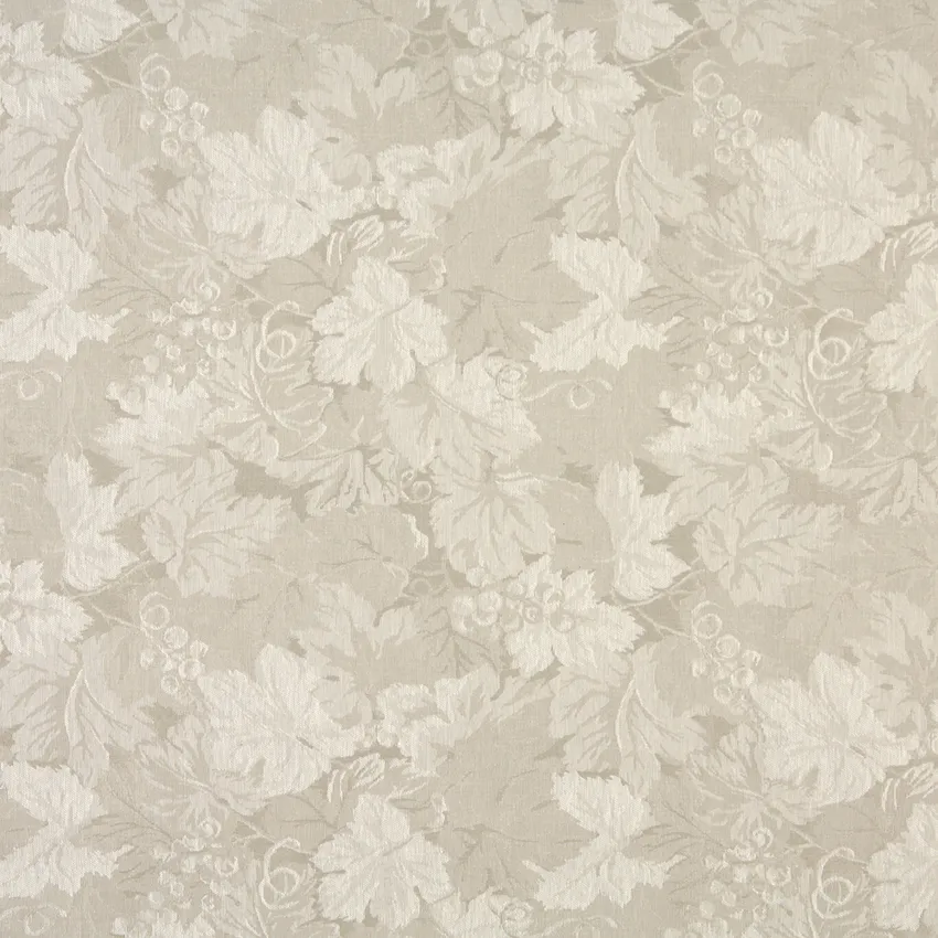 Natural Leaf White Foliage Damask Upholstery Fabric by the Yard