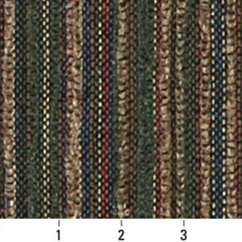 Fern Stripe Beige and Dark Green Small Scale  Chenille Upholstery Fabric — Scale in inches