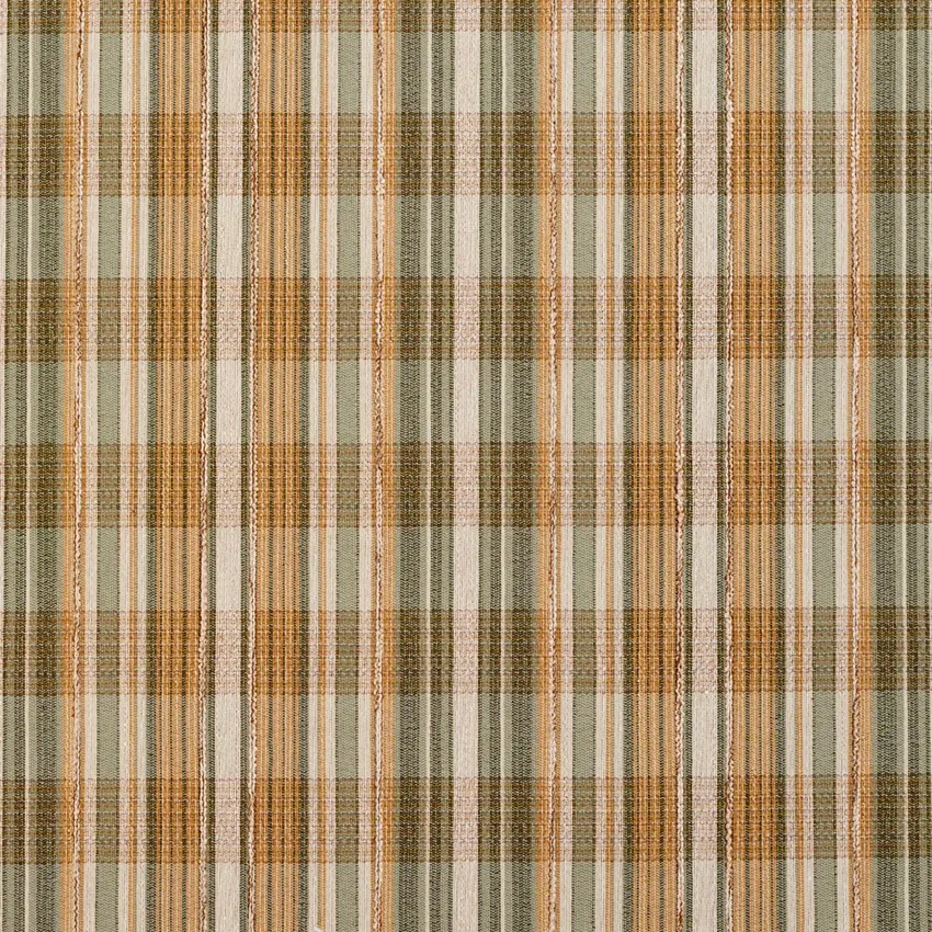 Gold and Light Green Plaid  Linen Upholstery Fabric
