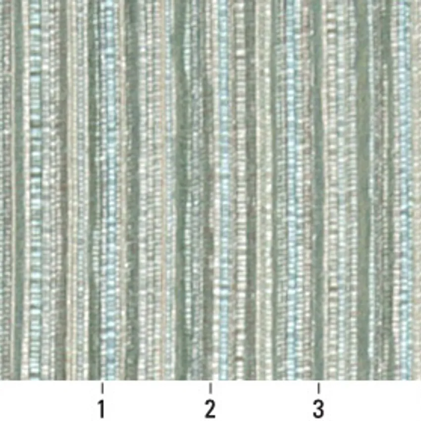 Gray Silver Green and Light Blue Modern Stripe Contemporary  Damask Upholstery Fabric — Scale in inches