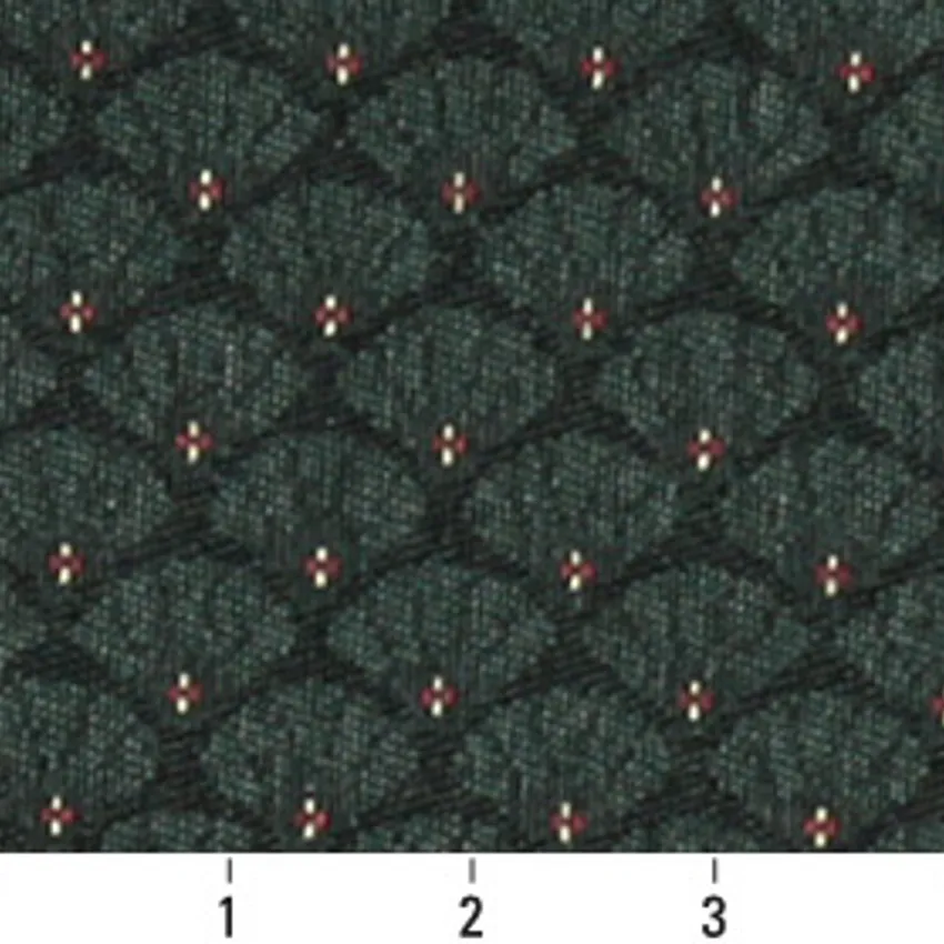 Emerald Dark Green Small Small Scale Shell Oriental Fan Upholstery Fabric — Scale in inches