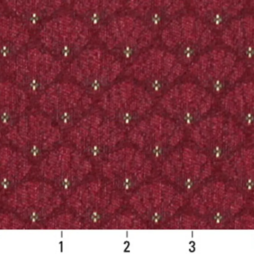 Burgundy Wine Red Small Scale Shell Oriental Fan Upholstery Fabric — Scale in inches