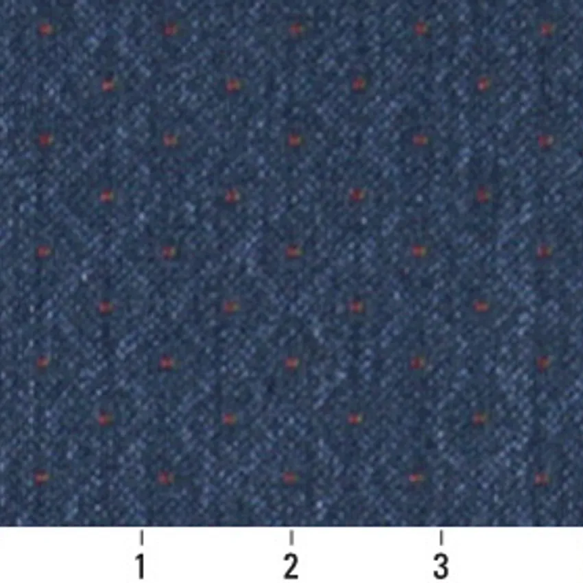 Navy Dark Blue Small Scale  Small Scale Diamond Accent Damask Upholstery Fabric — Scale in inches