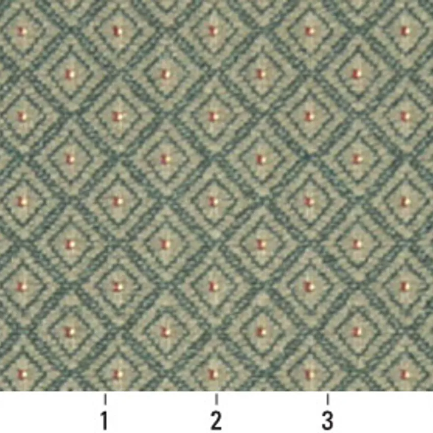 Sage Beige and Dark Green Small Scale Damask Upholstery Fabric by the Yard — Scale in inches