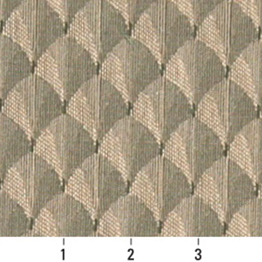 Willow Beige and Light Green Small Scale Harlequin Diamond Accent Damask Upholstery Fabric  — Scale in inches