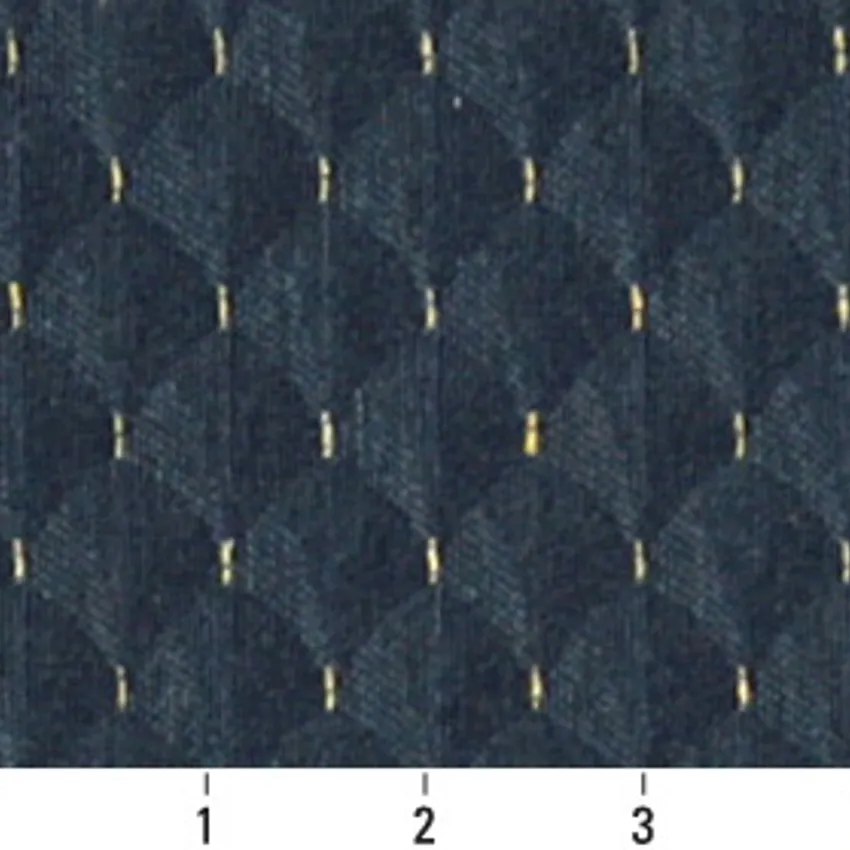 Navy Dark Blue and Light Blue Harlequin Diamond Accent Damask Upholstery Fabric  — Scale in inches