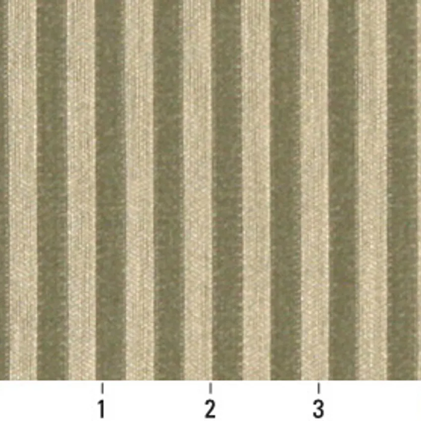 Mint Green and Tan Small Scale Stripe Damask Upholstery Fabric — Scale in inches