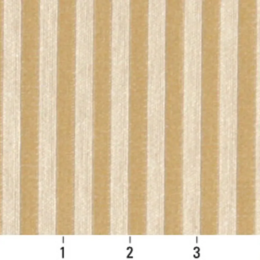 Gold and Tan Small Scale Stripe Damask Upholstery Fabric — Scale in inches