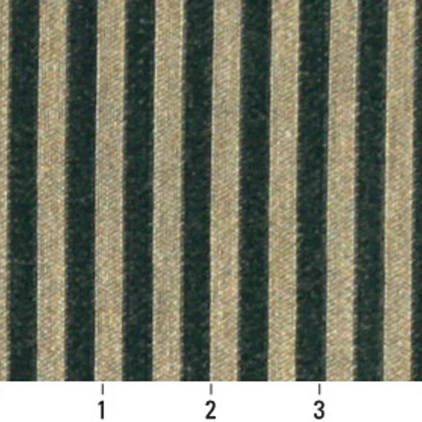 Forest Green and Beige Small Scale Stripe Damask Upholstery Fabric — Scale in inches