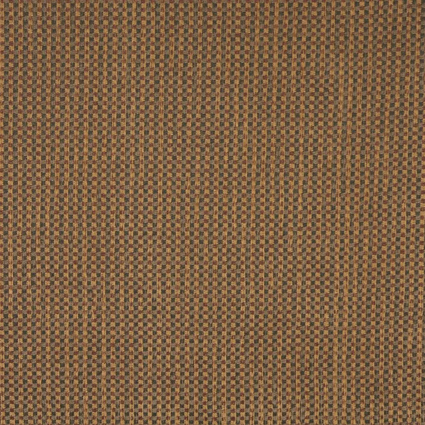 Clay Beige Green and Coral Basketweave Country Chenille Upholstery