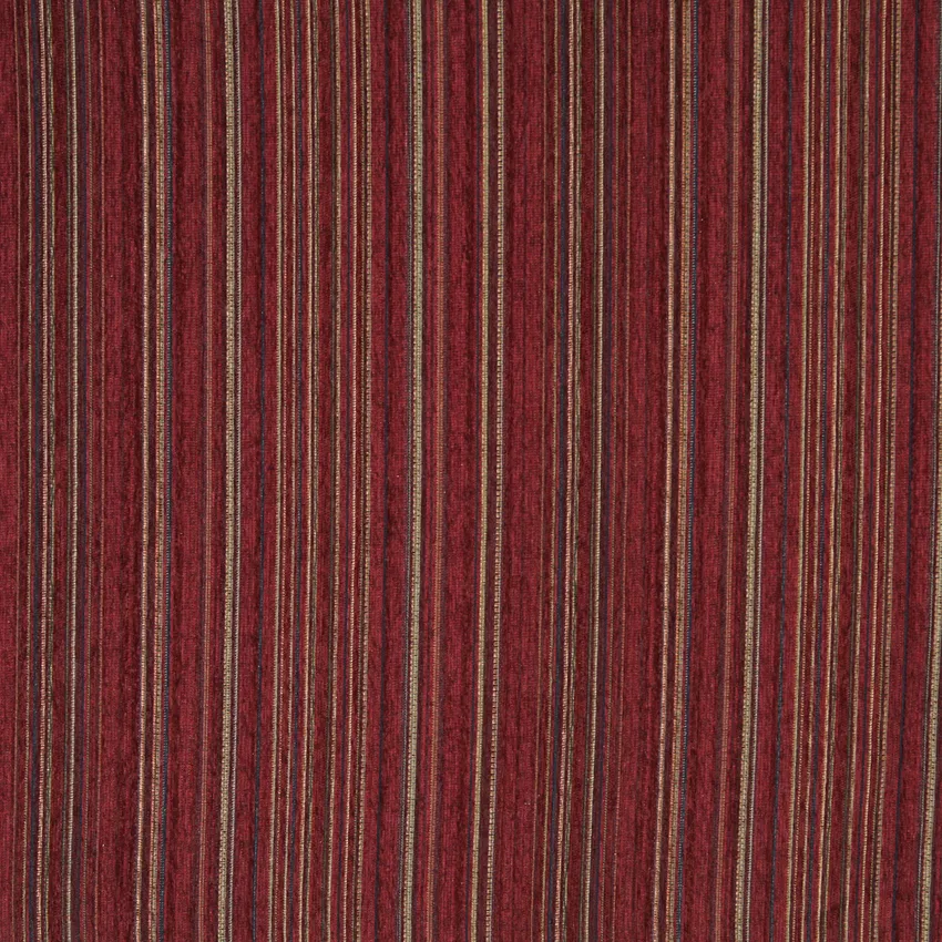 Garnet Burgundy Stripes Chenille  Upholstery Fabric by the Yard