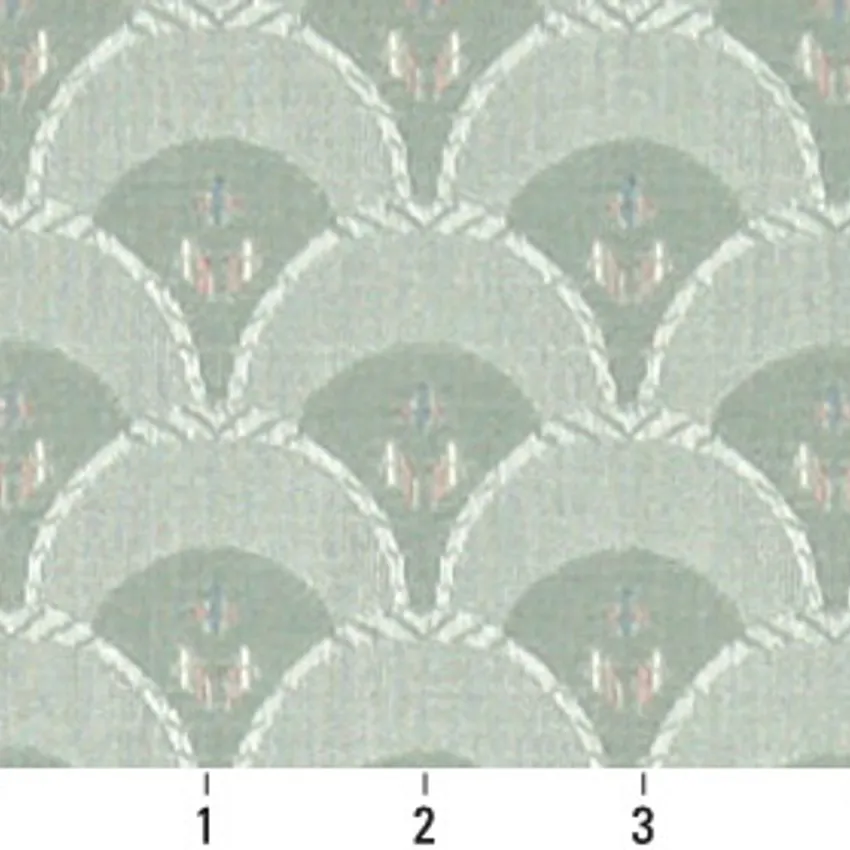 Light Green Mint Green  Classic Shell Scale Damask Upholstery Fabric — Scale in inches