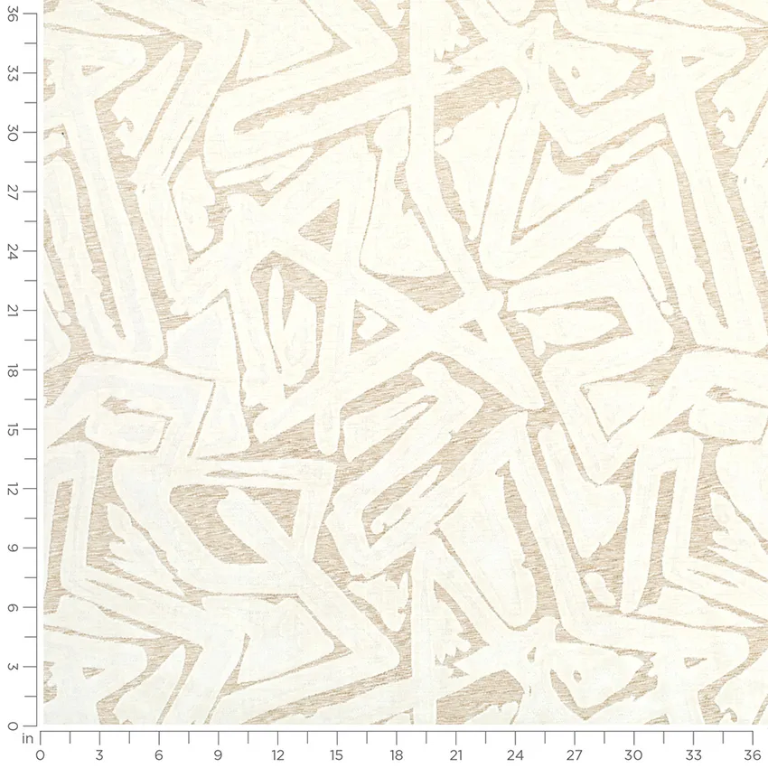Alani Biscuit Neutral Abstract & Geometric Velvet Upholstery Fabric by the Yard — Scale in inches