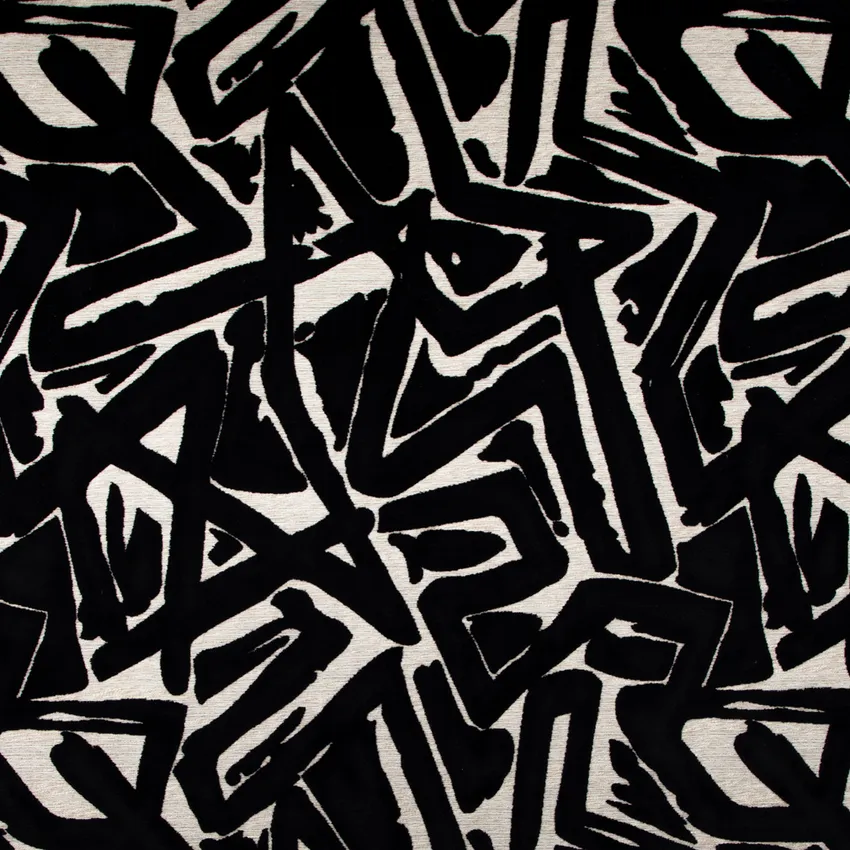 Alani Black Olive Black Abstract & Geometric Velvet Upholstery Fabric by the Yard