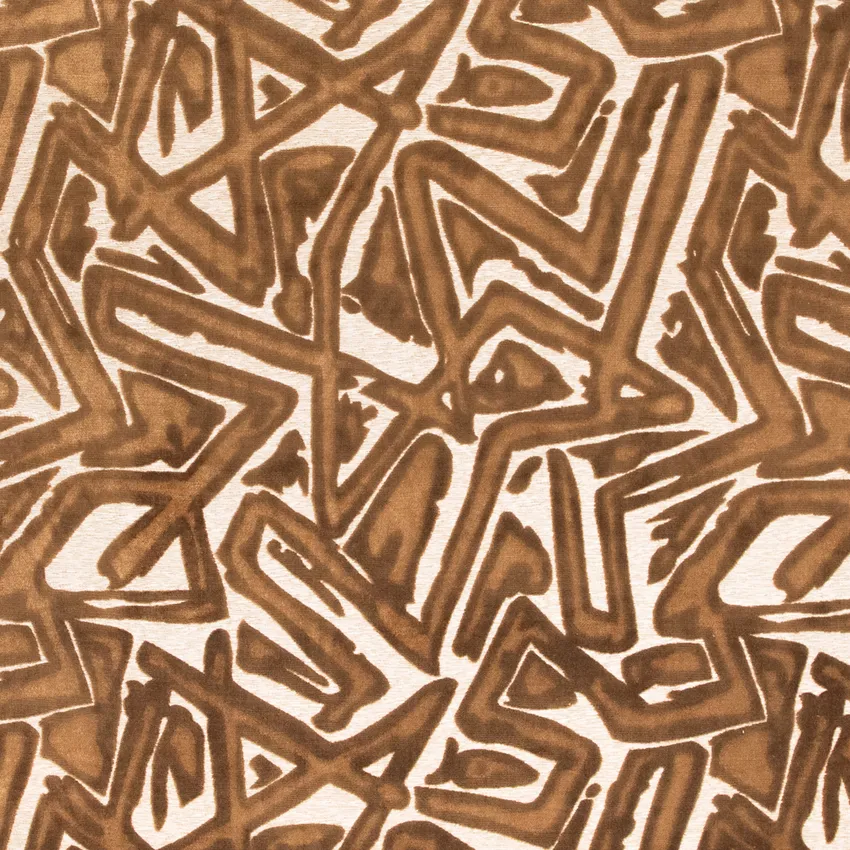 Alani Camel Brown Abstract & Geometric Velvet Upholstery Fabric by the Yard