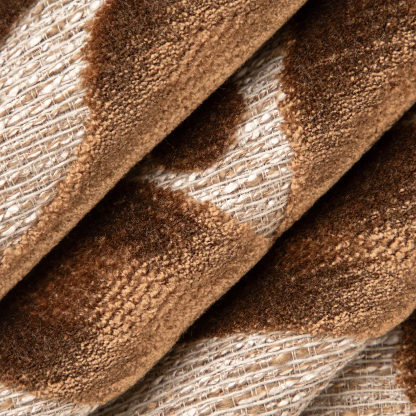 Alani Camel Brown Abstract & Geometric Velvet Upholstery Fabric by the Yard — Upholstery Fabric