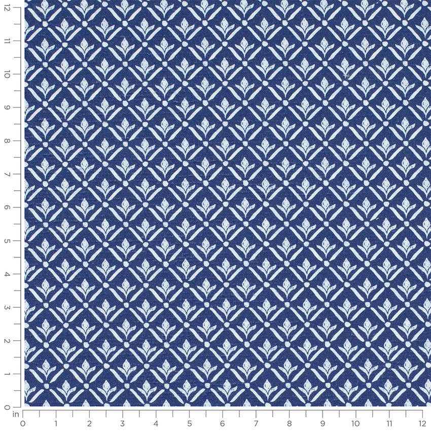 Alicia Sapphire Blue Diamonds Prints Drapery and Upholstery Fabric by the Yard — Scale in inches