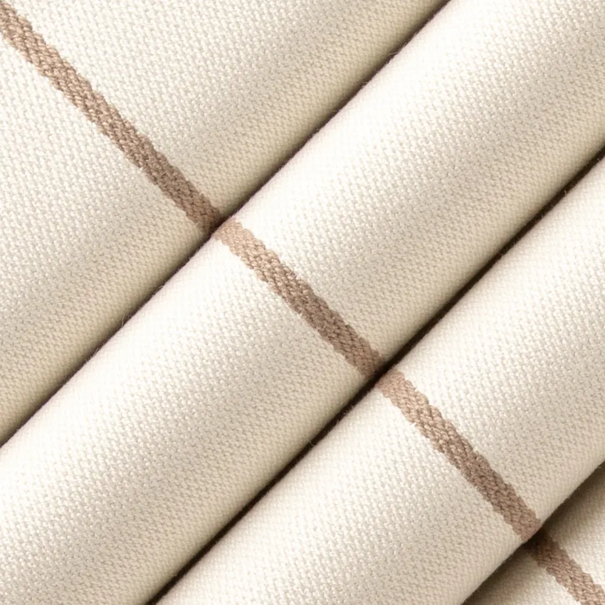 Amos Raw Umber Brown and Neutral Stripe Woven Patterns Drapery and Upholstery Fabric by the Yard — Upholstery and Drapery Fabric