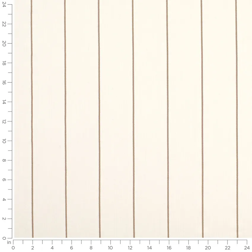 Amos Raw Umber Brown and Neutral Stripe Woven Patterns Drapery and Upholstery Fabric by the Yard — Scale in inches