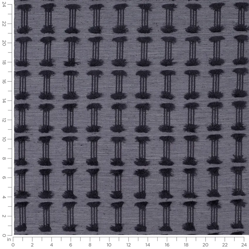 Apollo Cadet Blue Abstract & Geometric Embroidery Drapery and Upholstery Fabric by the Yard — Scale in inches