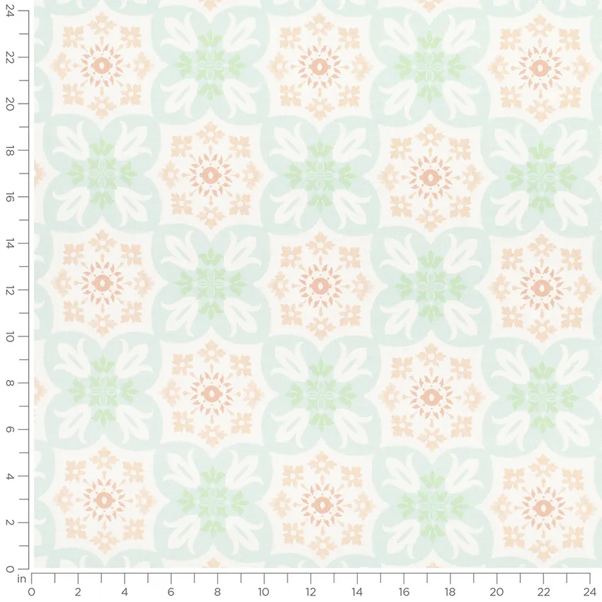 Arden Pool Aqua & Teal and Pink Abstract & Geometric Prints Drapery and Upholstery Fabric by the Yard — Scale in inches