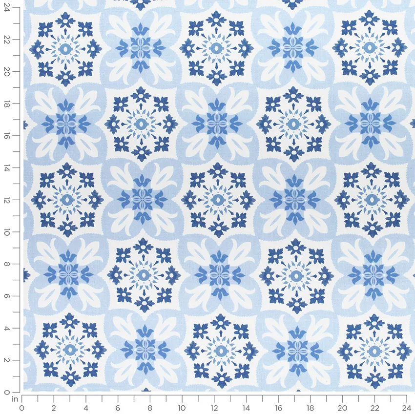 Arden Wedgewood Blue Abstract & Geometric Prints Drapery and Upholstery Fabric by the Yard — Scale in inches
