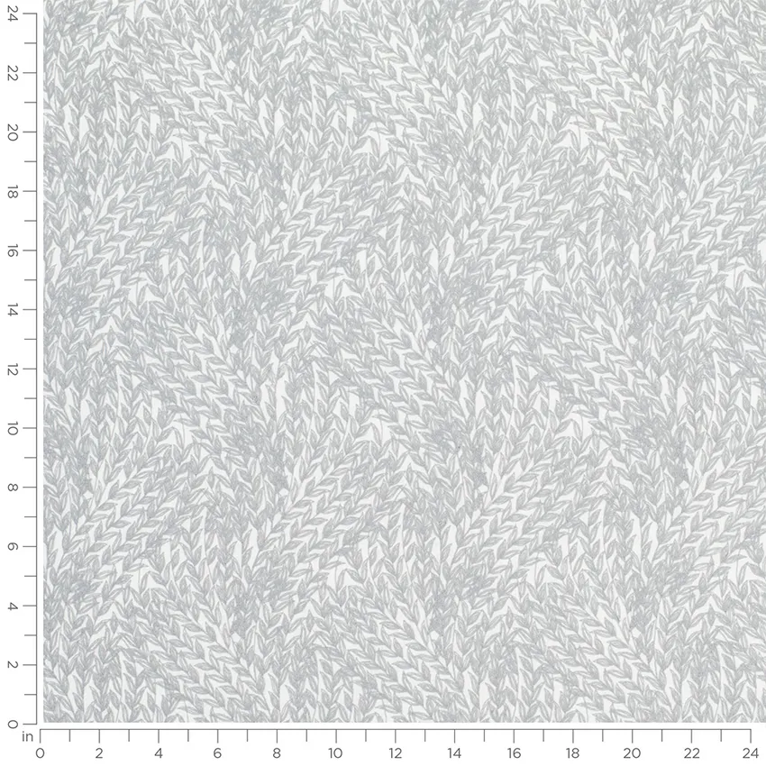 Aria Haze Grey & Silver Abstract & Geometric Embroidery Drapery Fabric by the Yard — Scale in inches