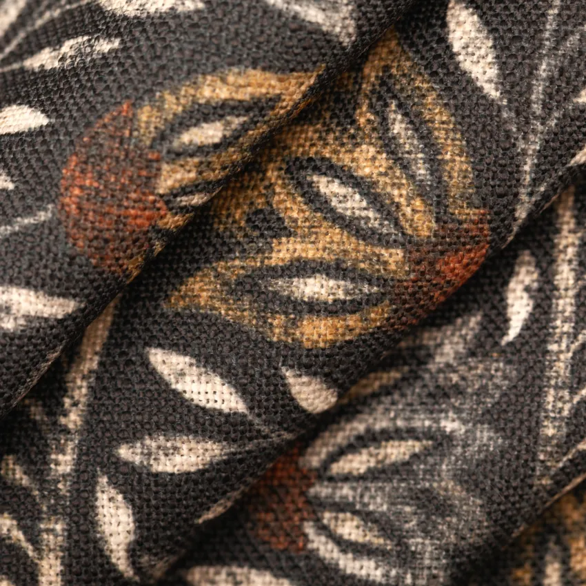 Ariana Pitch Black Abstract & Geometric Linen & Linen Looks Drapery and Upholstery Fabric by the Yard — Upholstery and Drapery Fabric