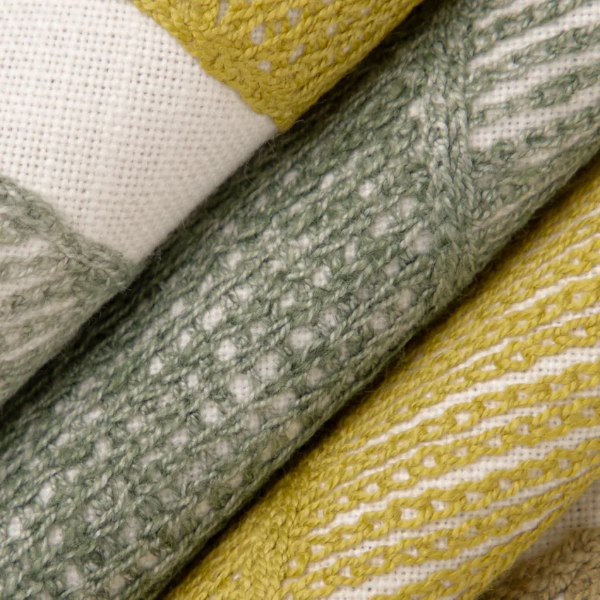 Ariel Chartreuse Green Abstract & Geometric Embroidery Drapery Fabric by the Yard — Drapery Fabric