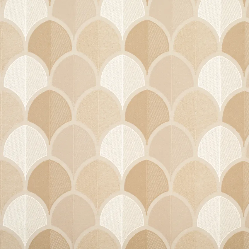 Ariel Latte Neutral Abstract & Geometric Embroidery Drapery Fabric by the Yard
