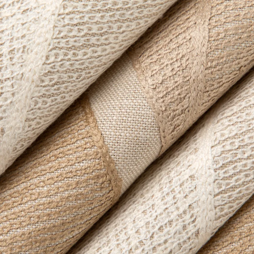 Ariel Latte Neutral Abstract & Geometric Embroidery Drapery Fabric by the Yard — Drapery Fabric
