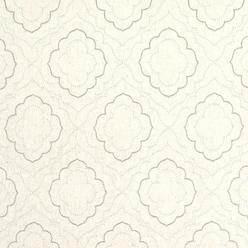 Astrid Silver Grey & Silver Abstract & Geometric Embroidery Drapery Fabric by the Yard