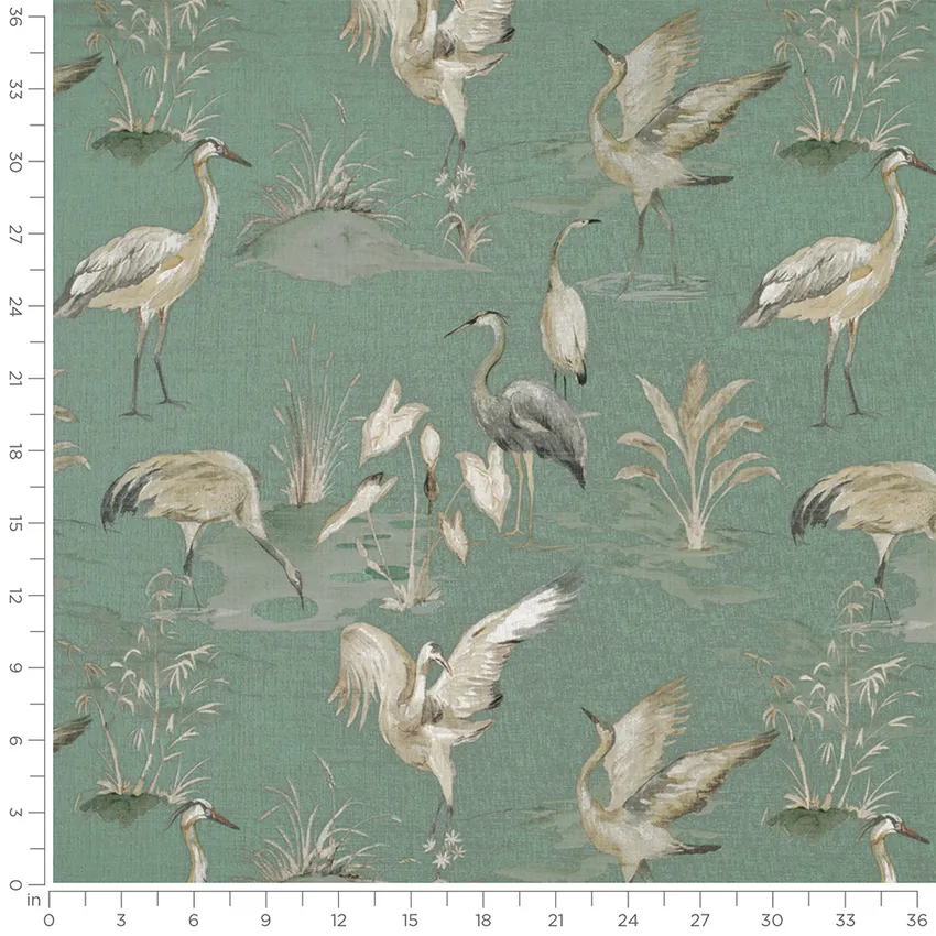 Attwater Aqua & Teal Abstract & Geometric Prints Drapery and Upholstery Fabric by the Yard — Scale in inches