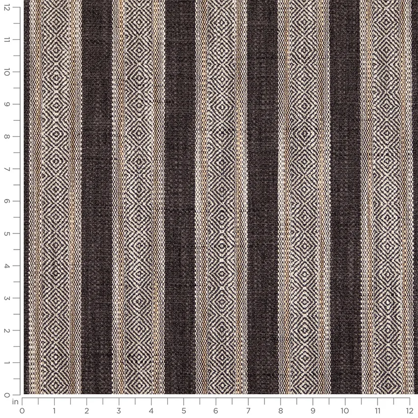 Audrey Black Stripe Woven Patterns Drapery and Upholstery Fabric by the Yard — Scale in inches