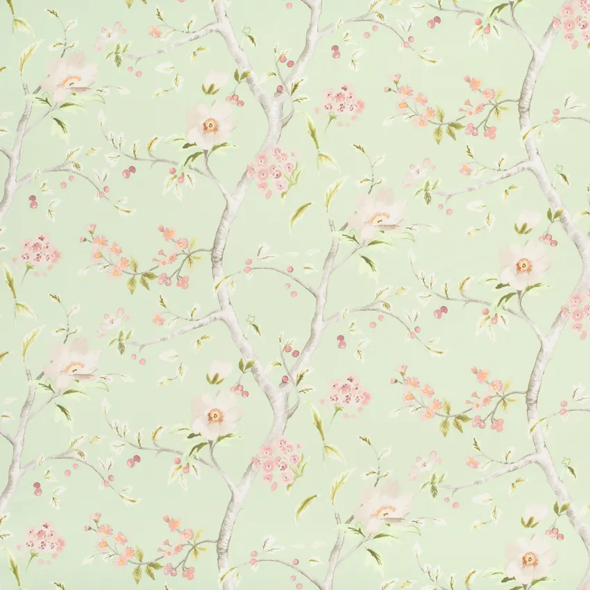 Avalon Celadon Green Floral Prints Drapery and Upholstery Fabric by the Yard