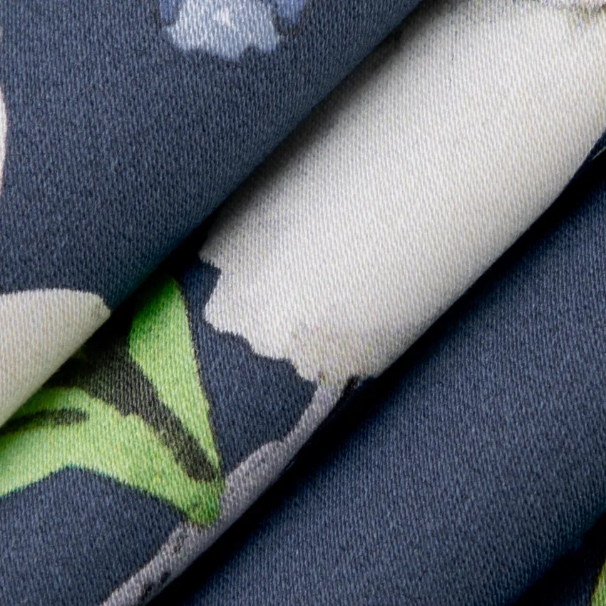Avalon Ink Blue Floral Prints Drapery and Upholstery Fabric by the Yard — Upholstery and Drapery Fabric