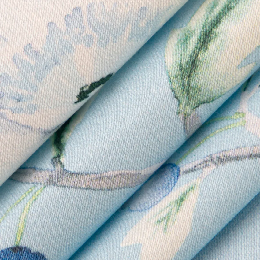 Avalon Azure Blue Floral Prints Drapery and Upholstery Fabric by the Yard — Upholstery and Drapery Fabric