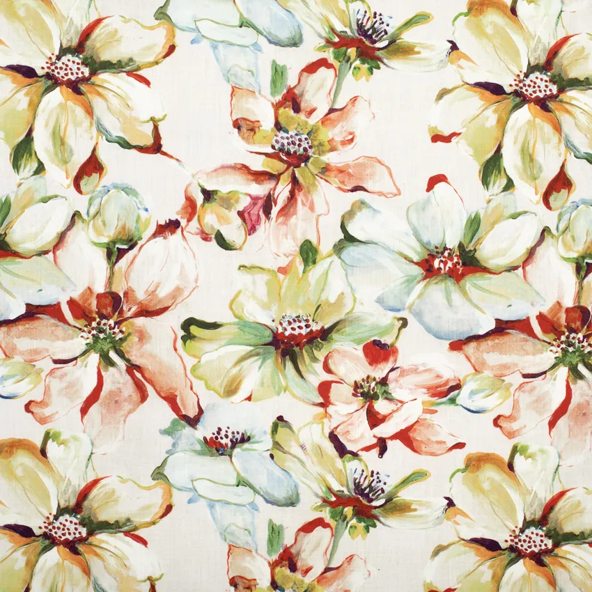 Beatrice Bloom Red & Burgundy Floral Prints Drapery and Upholstery Fabric by the Yard