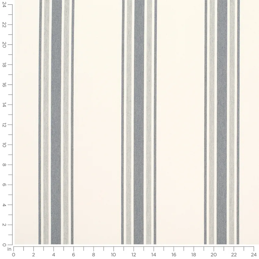 Beckett Coastal Blue Stripe Woven Patterns Drapery and Upholstery Fabric by the Yard — Scale in inches